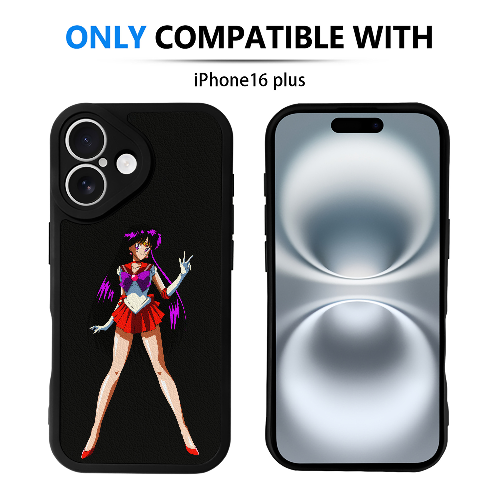 （画像用） 美少女戦士セーラームーン 火野レイ ひの レイ Sailor Moon Hino Rei （セーラーマーズ,Sailor Mars） 【iPhone 16シリーズ対応】シリコンスマホケース（レザー調） 材質：シリコン